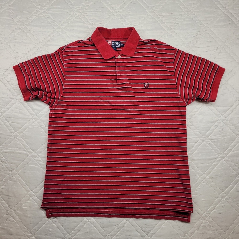 CHAPS Ralph Lauren Red Striped Polo shirt size L